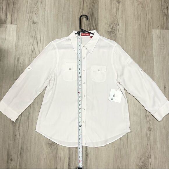 Vintage 2000’s Gloria Vanderbilt White Casual Button Down Shirt Sz L - Picture 3 of 11